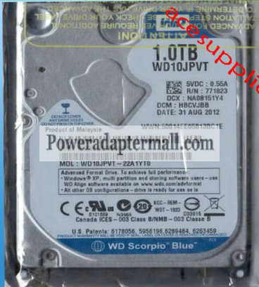 2.5" SATA 5400RPM 1TB/1000GB WD10JPVT Hard Drive for notebook